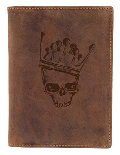 Greenburry Leder Biker-Ausweismappe mit Totenkopf - Führerscheinmappe - Trucker-Ausweistasche Skull - 16,5x15x12cm von Greenburry