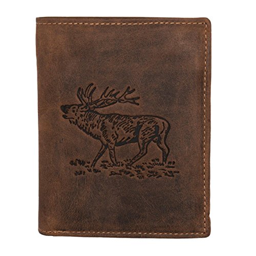 Greenburry VINTAGE 1701-STAG Leder Geldbörse Portemonnaie Hochformat Hirsch-Prägung Braun von Greenburry