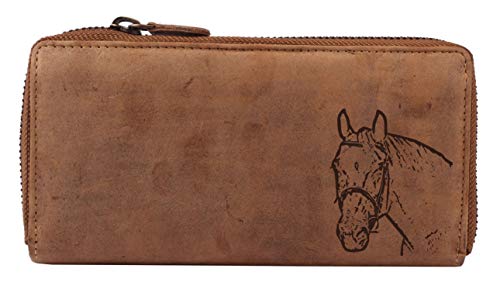Greenburry Vintage Leder Damen Geldbörse Brieftasche Motiv Pferd Braun 19x10x2,5cm Greenburry Vintage Leder Damen Geldbörse Brieftasche Motiv Pferd Braun 19x10x2,5cm von Greenburry