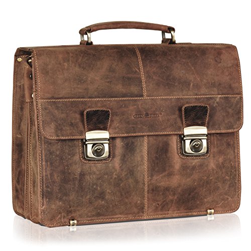 Greenburry Herren Vintage Aktentasche 40 cm x 10 cm x 32 cm, Braun, Leder, Schnappverschluss, 12 Liter, Locker, Einfarbig, Beiläufig, 2,3 kg, 4047546071022, 2699161031 Greenburry Herren Vintage Aktentasche 40 cm x 10 cm x 32 cm, Braun, Leder, Schnappverschluss, 12 Liter, Locker, Einfarbig, Beiläufig, 2,3 kg, 4047546071022, 2699161031 von Greenburry