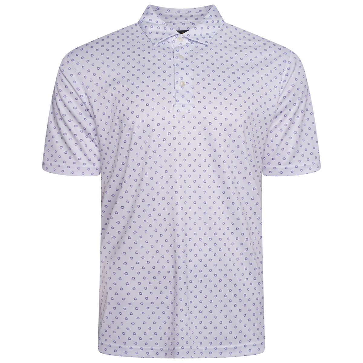Greg Norman Mens White Comfortable Geo Fan Swirl Golf Polo Shirt, Size: Medium | American Golf von Greg Norman