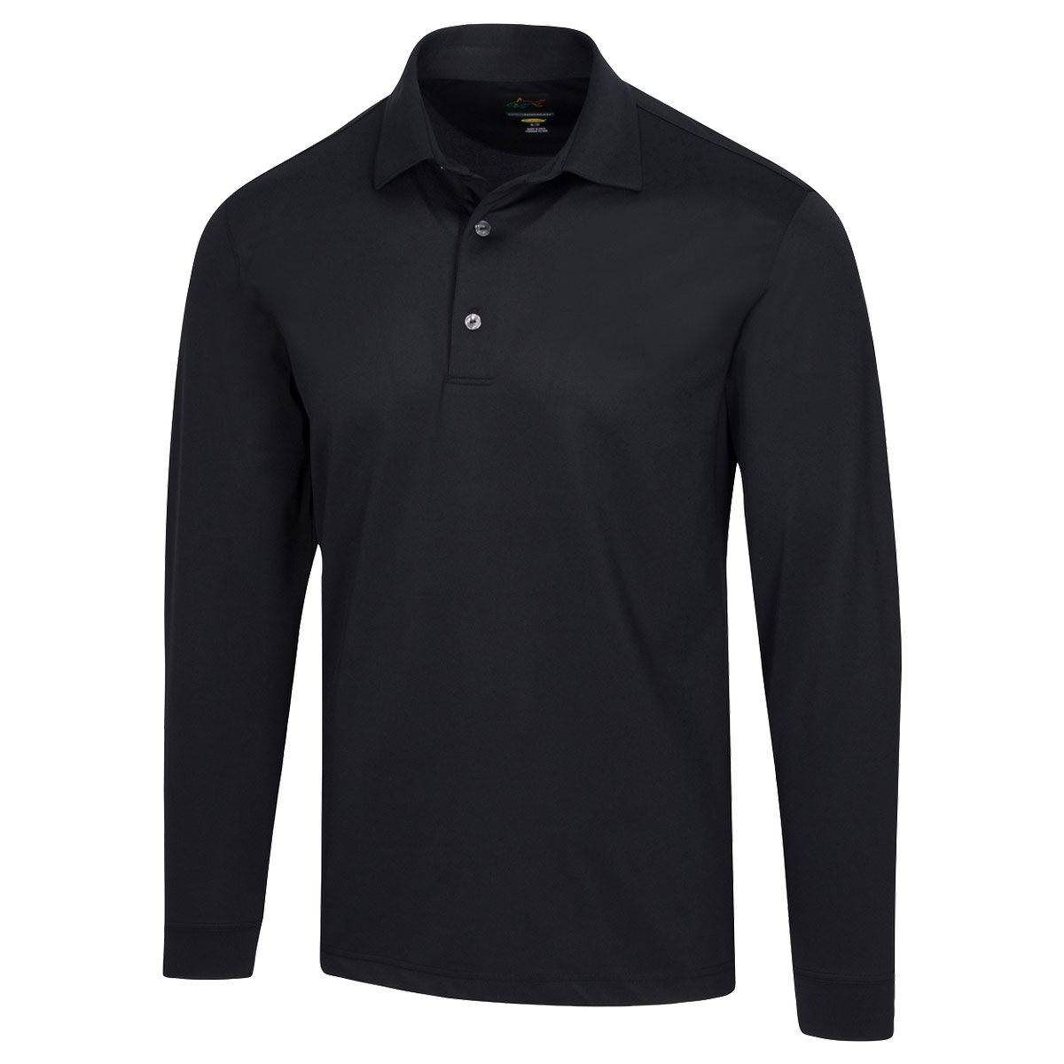 Greg Norman Men's Black Long Sleeve Freedom Pique Golf Polo Shirt, Size: Small | American Golf von Greg Norman