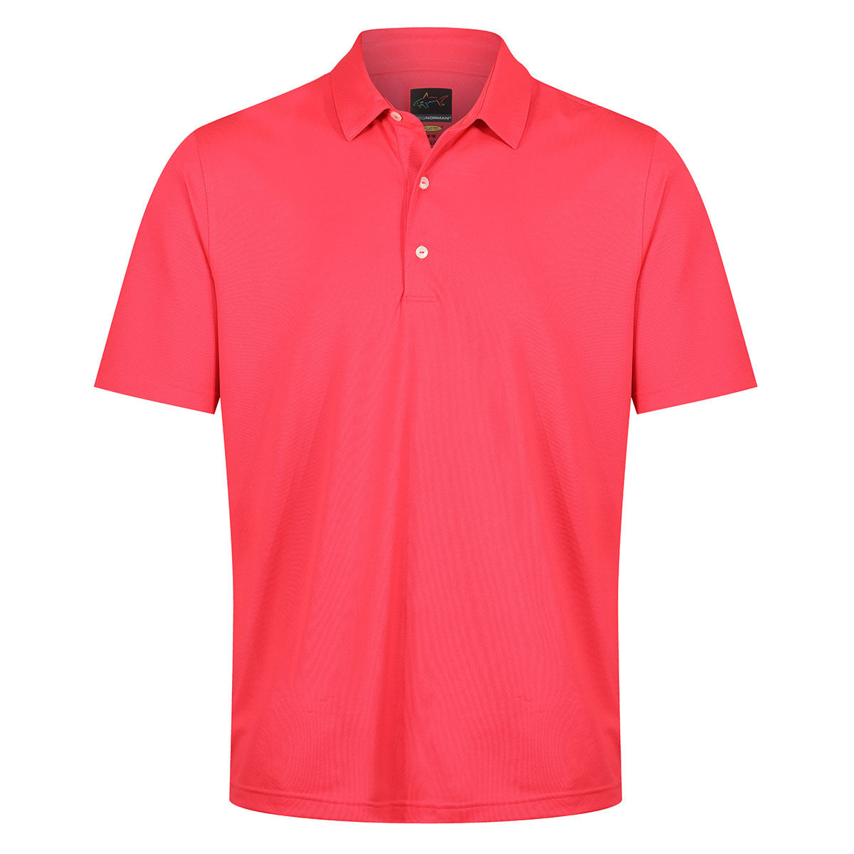 Greg Norman Men's Neck Logo Stretch Golf Polo Shirt, Mens, Coral sunset, Small | American Golf von Greg Norman