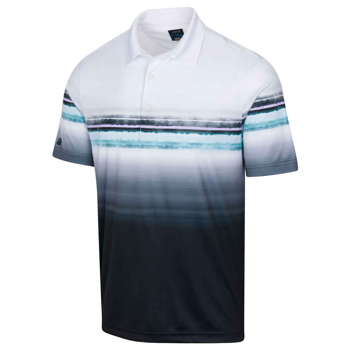 Greg Norman Men's White Comfortable Striped Tidal Stripe ML75 Golf Polo Shirt, Size: L | American Golf von Greg Norman
