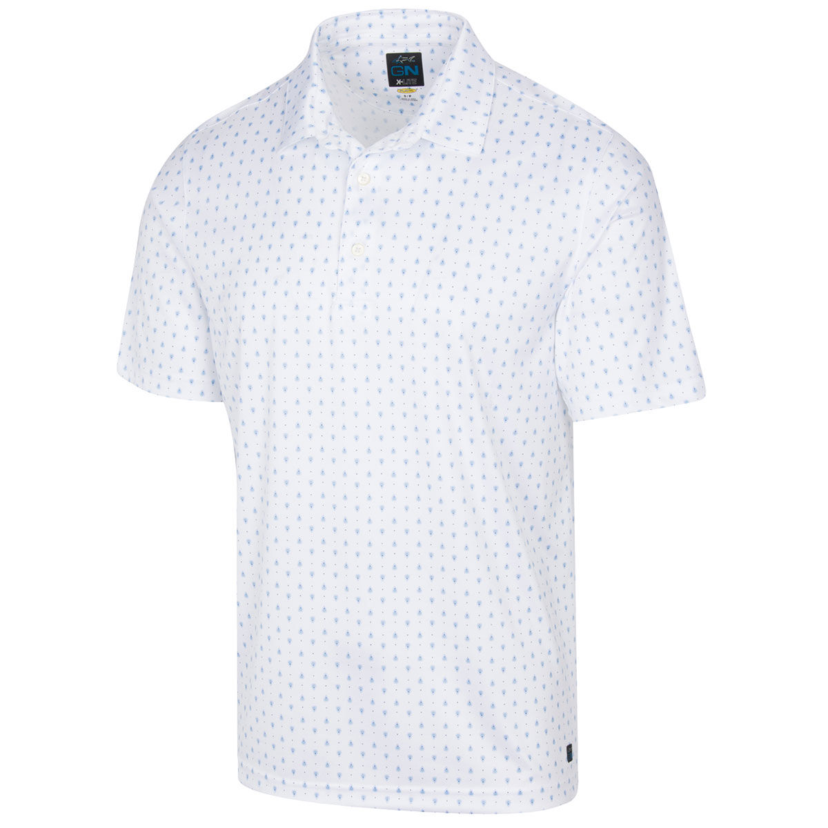 Greg Norman Men's White and Blue Comfortable Paisley Foulard Golf Polo Shirt, Size: M | American Golf von Greg Norman