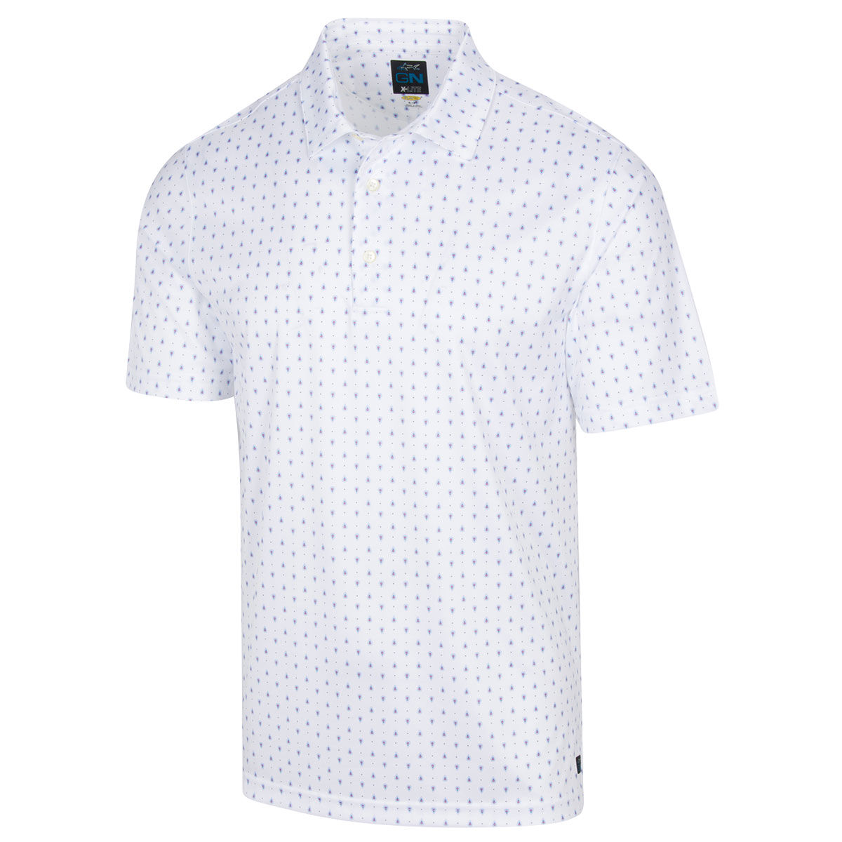 Greg Norman Men's White and Blue Comfortable Paisley Foulard Golf Polo Shirt, Size: S | American Golf von Greg Norman