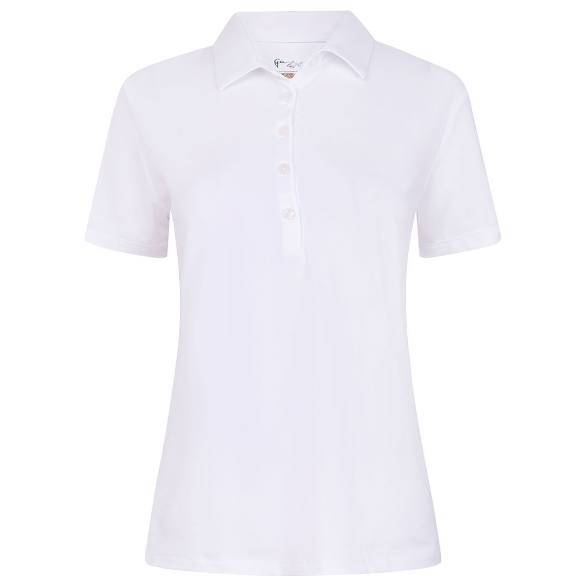 Greg Norman White Embroidered Freedom Pique Golf Polo Shirt, Womens | American Golf, Size: XS von Greg Norman