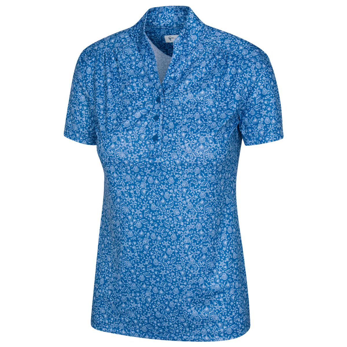 Greg Norman Women's Blue Floral Print Microlux ML75 Golf Polo Shirt, Size: XS | American Golf von Greg Norman