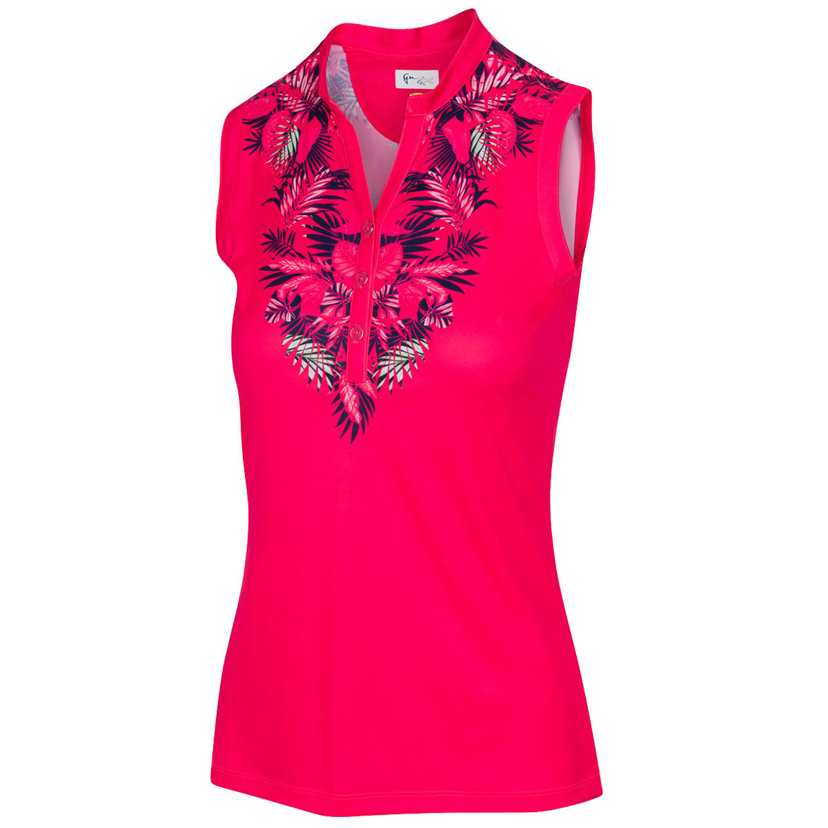 Greg Norman Women's Pink Lightweight Paradise Sleeveless Golf Polo Shirt, Size: XS | American Golf von Greg Norman