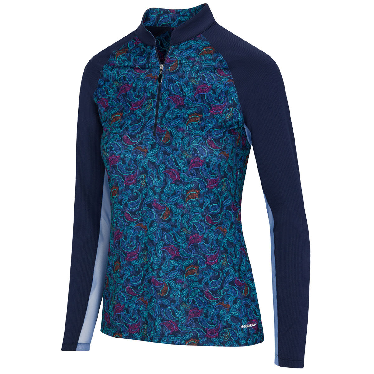 Greg Norman Women's Navy Blue, Pink and Red Lightweight Paisley Print Golf Mid layer, Size: XS | American Golf von Greg Norman