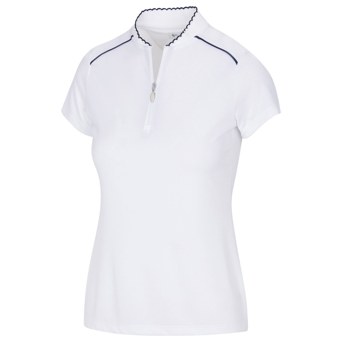 Greg Norman Womens Scallop Collar Golf Polo Shirt, Female, White, Xs | American Golf von Greg Norman