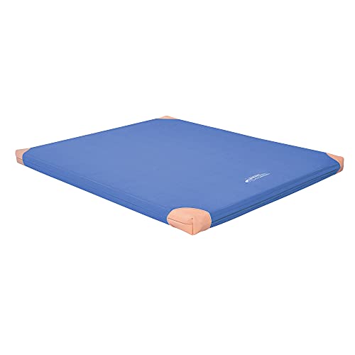 Grevinga® TÜV SÜD-geprüfte Turnmatte (VB 120) | Gymnastikmatte 100 x 100 x 6 cm | Blau | mit Lederecken von Grevinga