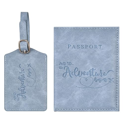 Greyoe Reisepasshülle, Reisepass Organizer, Passport Cover, PU-Leder Reisepass Hülle + Kofferanhänger, für Damen und Herren Urlaub Zubehör Travel Essentials von Greyoe