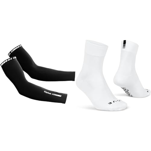 GripGrab Arm Warmers Light Fahrrad Übergangs Armlinge & Lightweight SL Performance Sommer Radsport Socken 1er und 3er Pack Eyecatching 2 Längen Radsocken Lang Kurz von GripGrab