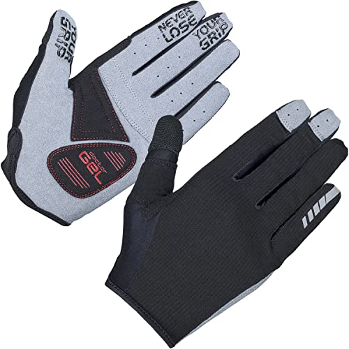 GripGrab Shark Gepolsterte Langfinger Mountainbike Gravel Handschuhe rutschfeste Vollfinger Sommer Fahrradhandschuhe von GripGrab