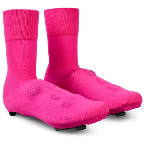 GripGrab Unisex-Adult Primavera Rennrad Überziehsocken Überschuhe Dünne Gestrickte Knitted Aero Radsport Übersocken Belgian Booties Shoe Covers Cycling, Pink, OneSize (40-46) von GripGrab