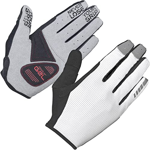 GripGrab Shark Gepolsterte Langfinger Mountainbike Gravel Handschuhe rutschfeste Vollfinger Sommer Fahrradhandschuhe von GripGrab