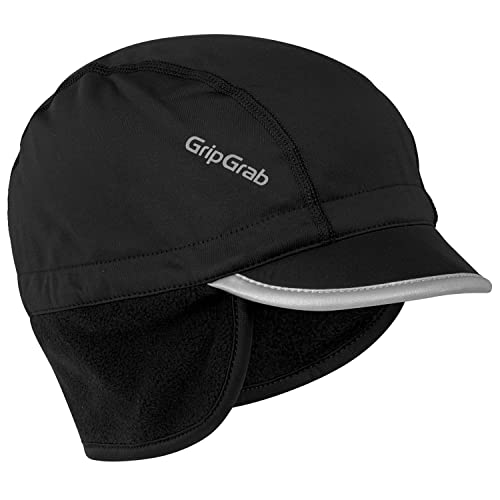 GripGrab Unisex Gripgrab Vindtæt termisk vinter cykel hjelm hat med skærm cykling fleece kasket ørevarmer underspill Radsport Mütze, Schwarz, S (54-57 cm) EU von GripGrab