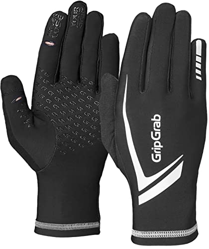 GripGrab Unisex – Erwachsene Running Expert Vollfinger Winter Touchscreen Laufhandschuhe Jogging Handschuhe Laufen Hi-Vis Hoch Sichtbar, Black, M von GripGrab