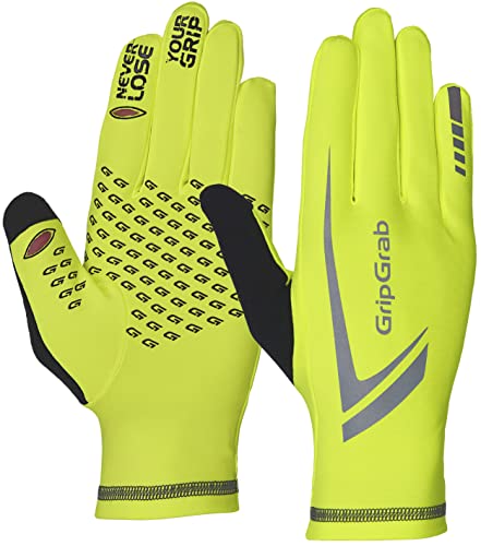 GripGrab Unisex – Erwachsene Running Expert Vollfinger Winter Touchscreen Laufhandschuhe Jogging Handschuhe Laufen Hoch Sichtbar, Yellow Hi-Vis, XXL von GripGrab