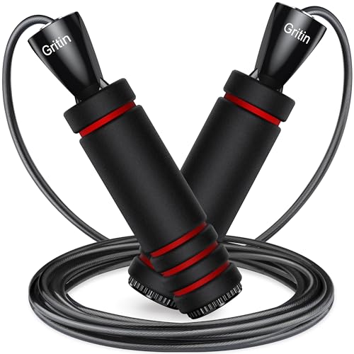 Gritin Springseil, 3 Meter Verstellbare Speed Rope mit Rutschfest & Ergonomisch Schaum Griffe für Fitness & Ausdauer & Seilspringen Training,für Alle Größen & Körpertypen, mit Oxford-Tasche Gritin Springseil, 3 Meter Verstellbare Speed Rope mit Rutschfest & Ergonomisch Schaum Griffe für Fitness & Ausdauer & Seilspringen Training,für Alle Größen & Körpertypen, mit Oxford-Tasche von Gritin
