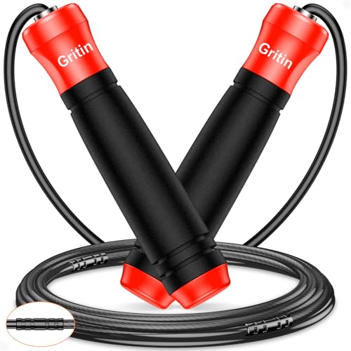 Gritin Springseil, Speed Rope Verstellbar mit Rutschfest & Ergonomisch Griffe, 3 Meter Länge Einstellbar Seil mit Skalenmarkierung, für Fitness & Ausdauer & Seilspringen, inkl. Längenversteller Gritin Springseil, Speed Rope Verstellbar mit Rutschfest & Ergonomisch Griffe, 3 Meter Länge Einstellbar Seil mit Skalenmarkierung, für Fitness & Ausdauer & Seilspringen, inkl. Längenversteller von Gritin