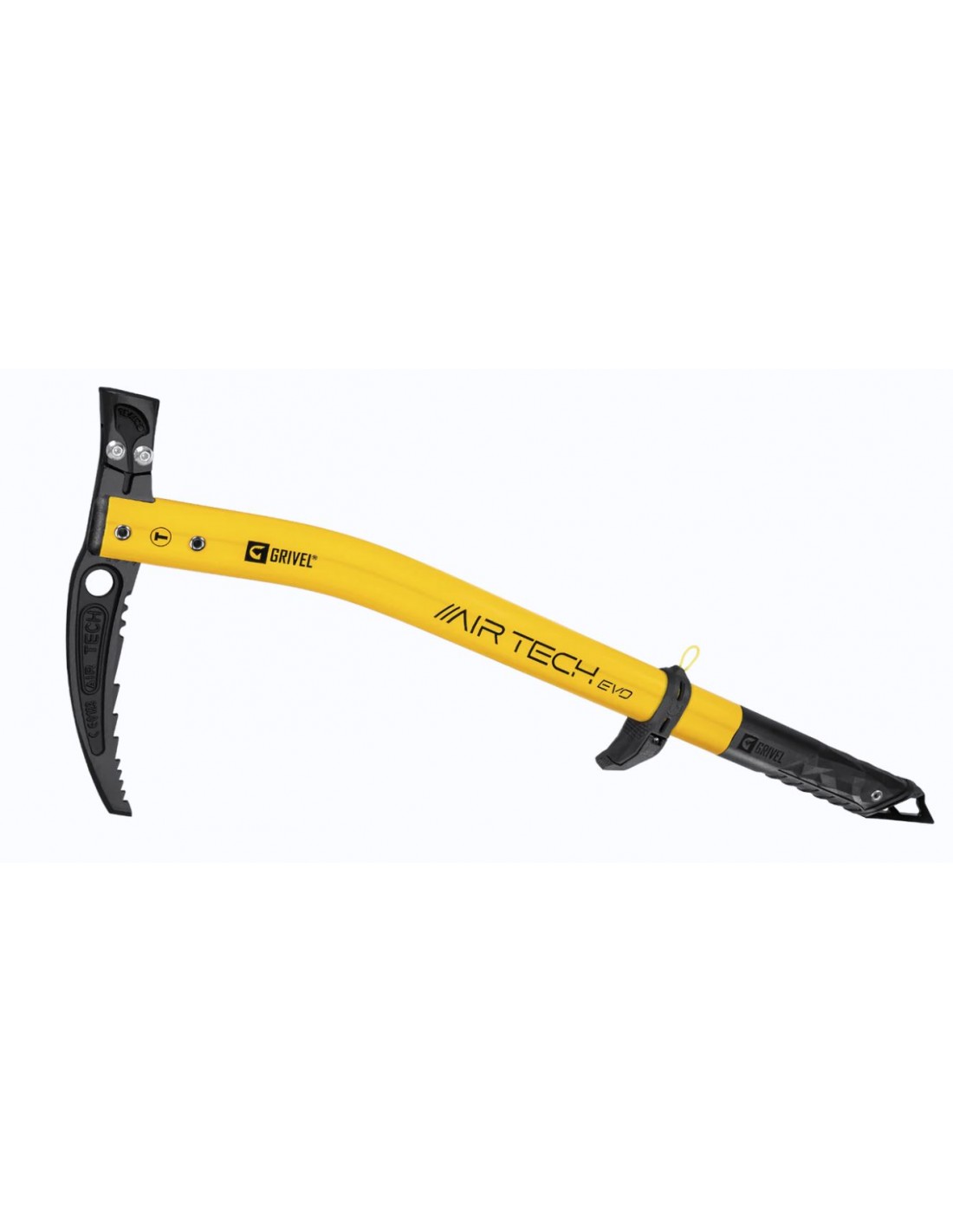 Grivel Eispickel Air Tech Evo Hammer, mit G-Slider, gelb/schwarz, geschmiedeter Stahl, äußerst robust, 53 cm Länge Eisgerätart - Eispickel, Eisgerätvariante - Hammer, Eisgerätgewicht - 601 - 650 g, Eisgerätlänge - 53 cm, von Grivel