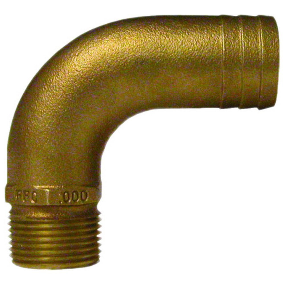 Groco 90º Full Flow Pipe To Hose Adapter Golden 1-1/2´´ x 1-3/4´´ von Groco