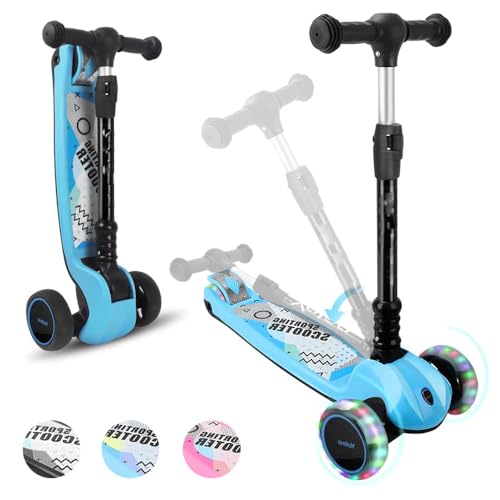 Kinder Roller, der Sichere Roller Kinder 3 Jahre, 4 Höhenverstellbare, Faltbar Lenker, 50 kg Belastbar, für Kleinkinder Jungen Mädchen, Blau Kinder Roller, der Sichere Roller Kinder 3 Jahre, 4 Höhenverstellbare, Faltbar Lenker, 50 kg Belastbar, für Kleinkinder Jungen Mädchen, Blau von Growaystory