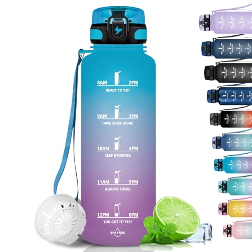 Grsta Trinkflasche 1,5 Liter - Trinkflasche Sport, BPA Frei, Trinkflasche Kohlensäure Geeignet, Auslaufsicher, Wasserflasche mit Filter und Zeitmarkierung für Fahrrad, Fitness, Büro und Outdoor Grsta Trinkflasche 1,5 Liter - Trinkflasche Sport, BPA Frei, Trinkflasche Kohlensäure Geeignet, Auslaufsicher, Wasserflasche mit Filter und Zeitmarkierung für Fahrrad, Fitness, Büro und Outdoor von Grsta