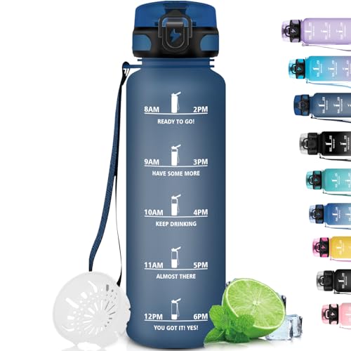 Grsta Trinkflasche 1L, Trinkflasche Sport mit Filter, Trinkflasche für Kohlensäurehaltige Getränke, Kann mit dir tragen, Trinkflasche Fitnessstudio, für Fahrrad, Schule, Camping, Outdoor, Naviblue Grsta Trinkflasche 1L, Trinkflasche Sport mit Filter, Trinkflasche für Kohlensäurehaltige Getränke, Kann mit dir tragen, Trinkflasche Fitnessstudio, für Fahrrad, Schule, Camping, Outdoor, Naviblue von Grsta