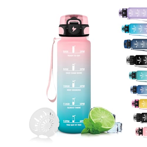 Grsta Trinkflasche Kinder, Trinkflasche Auslaufsicher mit Filter, Trinkflasche mit Zeitmarkierung, Kann mit Dir Tragen, Sport Trinkflasche 500ml, für Schule, Fitness, Outdoor, Yoga, Rosa-Cyan Grsta Trinkflasche Kinder, Trinkflasche Auslaufsicher mit Filter, Trinkflasche mit Zeitmarkierung, Kann mit Dir Tragen, Sport Trinkflasche 500ml, für Schule, Fitness, Outdoor, Yoga, Rosa-Cyan von Grsta