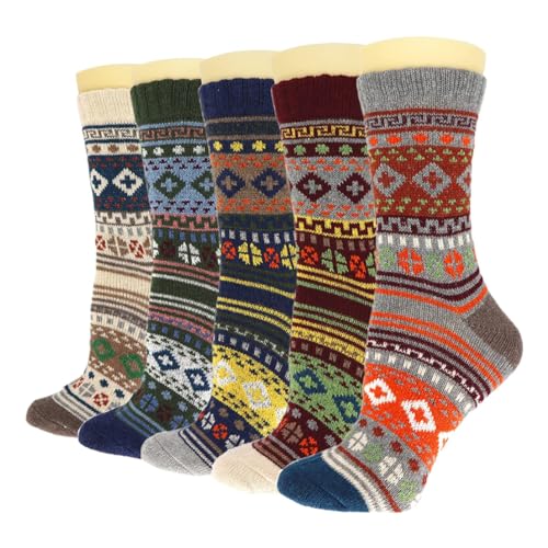 Grtheenumb Männer Wolle Socken Dicke thermische Wandern Winter Warmer Kofferraum schwere weiche gemütliche Socken für kaltes Wetter 5pairs Slipper Socken von Grtheenumb