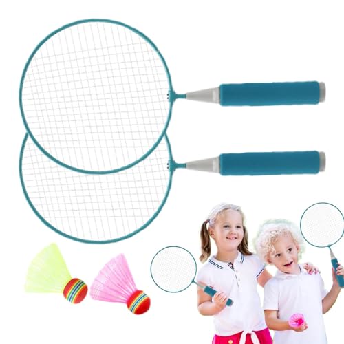 Badminton-Set für Kinder,Badminton-Set - Schlägersport-Set mit 2 Nylon-Federbällen, Rutschfester Kinder-Badmintonschläger - Unterhaltungsschläger-Sportspielzeug für Indoor-Outdoor-Sportspiele von Gruwkue