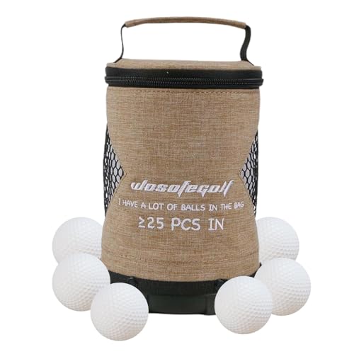 Gruwkue Golfballtaschen-Sack,Golfballtaschen-Beutel - Reißverschlussgesicherte Tasche mit großem Fassungsvermögen für Golfbälle,Leichter Golfsack, multifunktionale, Faltbare, tragbare von Gruwkue