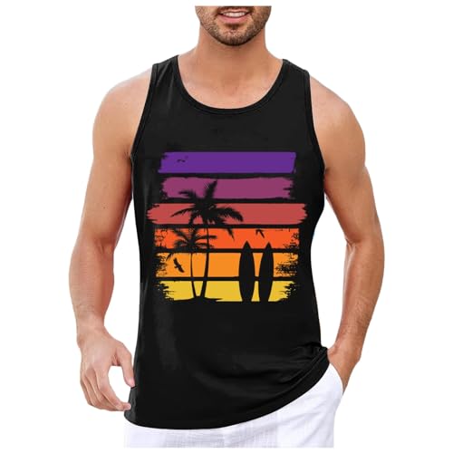 Gsheocm Herren Tank Top Sommer, Unterhemden Herren, Muskelshirts Mode Sleeveless Tankshirt Casual Leichter Achselshirt Bequem Atmungsaktive Lauf-Top Sport Fitnessstudio Laufshirt von Gsheocm