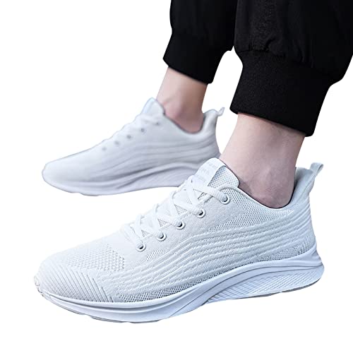 Gsheocm Sneaker Weiß Herren Wanderschuhe Stoffschuhe Traillauf Fitness Schuhe Fashion Freizeit Straßenlaufschuhe Leichte und Atmungsaktiv Fitnessschuhe Trachtenschuhe Ringerschuhe von Gsheocm