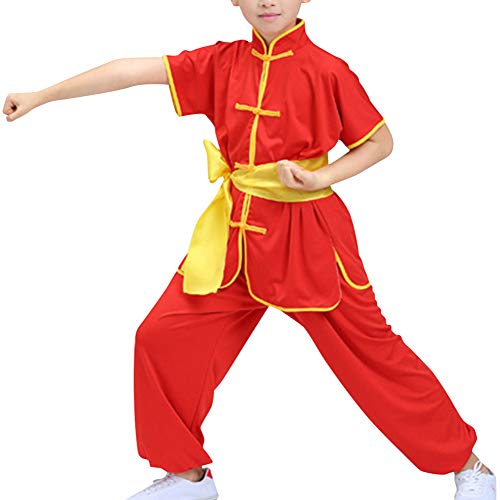 Gtagain Chinesische Sportarten Kleidung Performance Kampfkunst - Kampfsport Kostüme Kung Fu Kleidung Kinder Mädchen Jungen Wushu Shaolin Tai Chi Stehkragen von Gtagain