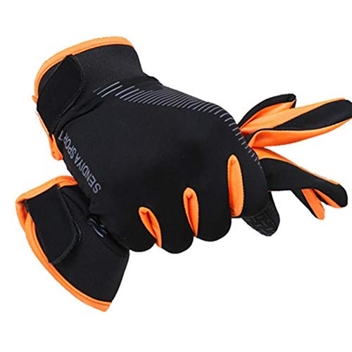 Guajave 1 Paar Fahrrad Handschuhe Ganzer Finger Touchscreen Neu Damen MTB Handschuhe Atmungsaktiv Sommer Fäustlinge - Orange, L von Guajave