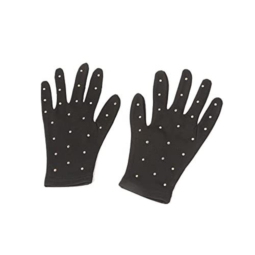 Guangcailun Mode Eiskunstlauf Handgelenk Handschuhe, Atmungsaktive Sonnenschutz Fäustlinge Kristall Handschuhe Outdoor Radfahren Eislaufen Leistung, Schwarz, L von Guangcailun