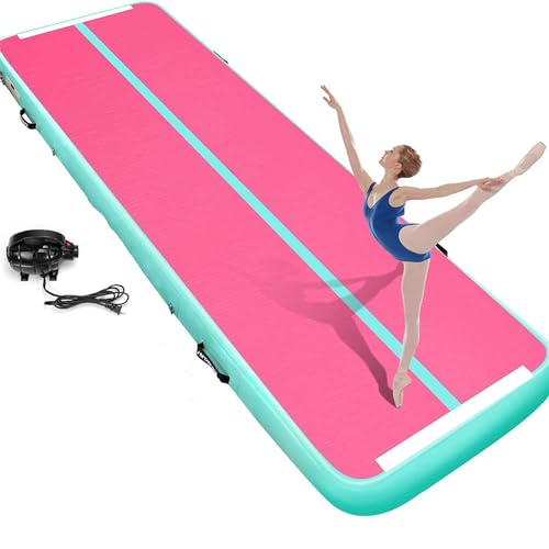 Air Mat Aufblasbare Gymnastikmatten Tumble Track Tumbling Mit Luftpumpe Für Training/Cheerleading/Tumbling/Wassersport,10Ft/3M*3.2Ft/1M,Pink von Gueploer