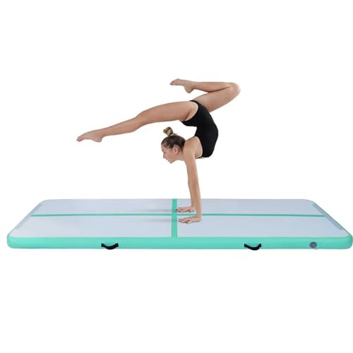 Aufblasbare Gymnastik-Tumble-Track-Gymnastikmatte Für Den Heimgebrauch, Training, Cheerleading, Yoga, Wasserspaßmatte Mit Pumpe,13.1Ft/4M*3.2Ft/1M,White von Gueploer