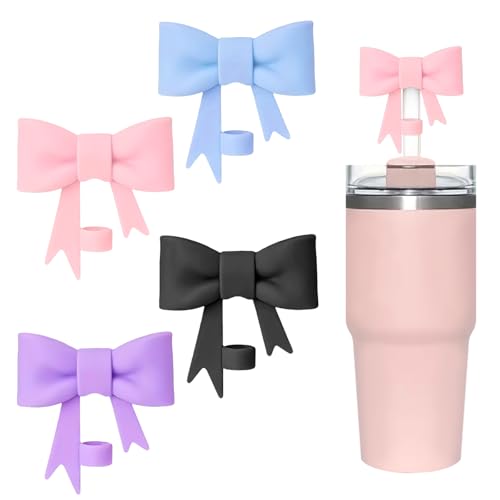 4 Stück Strohhalm Abdeckung Für Stanley Cup Niedliche Schleife Silikon Spill Proof Stopper, 10 mm Für Stanley Cup Zubehör Rosa Blau Lila Schwarz Kompatibel mit für Stanley Cup 30 Und 40 oz Becher 4 Stück Strohhalm Abdeckung Für Stanley Cup Niedliche Schleife Silikon Spill Proof Stopper, 10 mm Für Stanley Cup Zubehör Rosa Blau Lila Schwarz Kompatibel mit für Stanley Cup 30 Und 40 oz Becher von Guidre