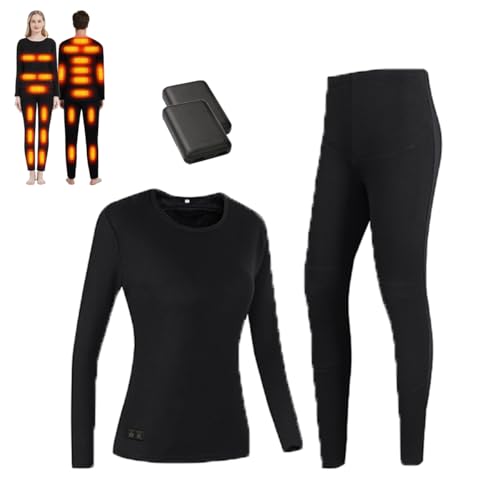 Guimuer Beheizte Unterwäsche Mit 28 Zonen, 3-stufiger Temperaturregler, Elektrisch Beheizte Thermo-Unterwäsche Für Damen Und Herren, Outdoor-Sport,2XL,Woman von Guimuer