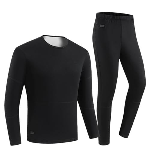 Guimuer Beheiztes Unterwäsche-Set, 30 Zonen, elektrische Thermo-Baumwollunterwäsche für Männer und Frauen, Outdoor-Sportarten (ohne Powerbank),3XL,Black von Guimuer