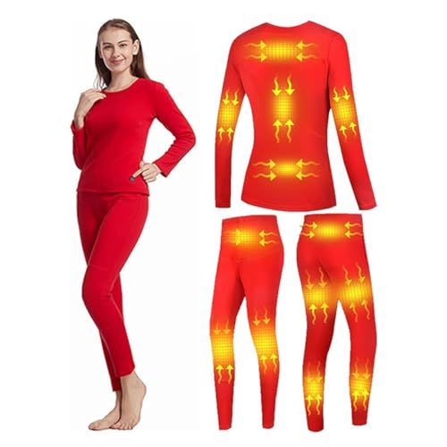 Guimuer Elektrische USB-Heizunterwäsche für Damen, 3-stufiger Temperaturregler, 13 Heizzonen, Langer Unterwäsche-Heizanzug,XS,Red Guimuer Elektrische USB-Heizunterwäsche für Damen, 3-stufiger Temperaturregler, 13 Heizzonen, Langer Unterwäsche-Heizanzug,XS,Red von Guimuer