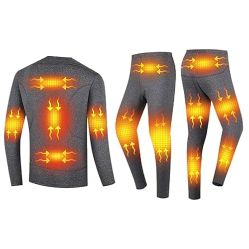 Guimuer Thermo-Unterwäsche-Set Für Herren, 13 Zonen, USB, Elektrisch, Intelligente Temperaturregelung, Lange Oberteile, Hosen Zum Skifahren,XL,Grey von Guimuer