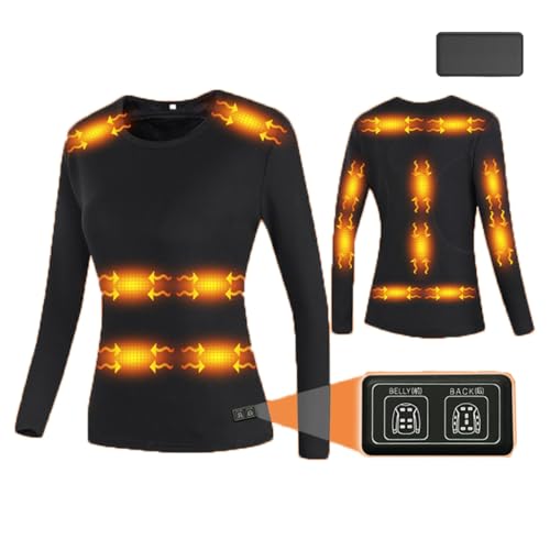 Guimuer USB-beheizte 16-Zonen-Langarm-T-Shirts Oder 12-Zonen-Hosen Aus Thermo-Baumwolle Mit Dual-Control-3-Temperatur-Einstellung,M,Woman TOP von Guimuer