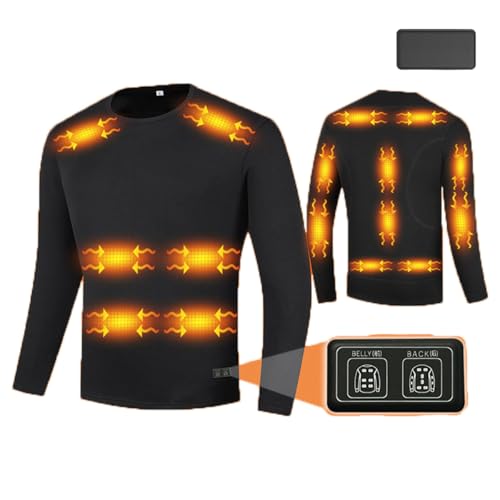 Guimuer USB-beheizte 16-Zonen-Langarm-T-Shirts Oder 12-Zonen-Hosen Aus Thermo-Baumwolle Mit Dual-Control-3-Temperatur-Einstellung,S,Man TOP von Guimuer