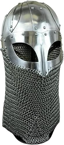 SCA Mittelalter Norman Nasenhelm Wikinger Helm Rplica Maske Helm Silber von Gulvintilabcal